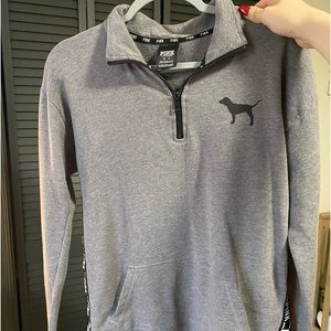 Victorias Secret PINK Quarter Zip Grey sweatshirt
